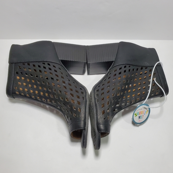 NWT JellyPop Terrence Caged Open Toe Ankle Boots 3" Heel Black Womens Size 8 - Picture 6 of 15